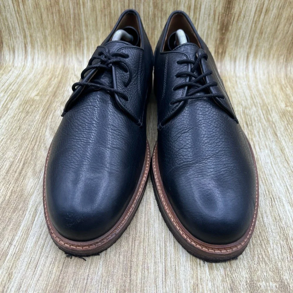 Johnston & Murphy Calder Plain Toe Shoes Men's Size 11M Black Pebbled Leather